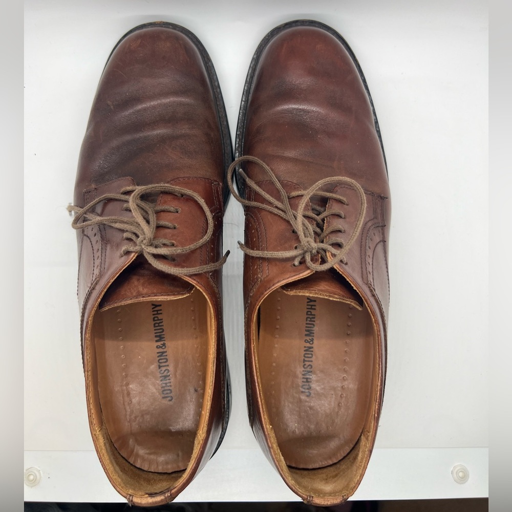 Johnston and Murphy Brown Leather Dress Shoes Oxfords Lace Up Sz 9.5 Wide - Picture 5 of 8